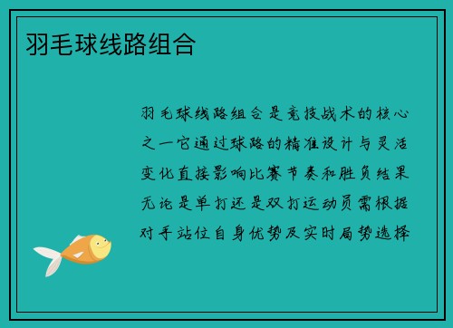 羽毛球线路组合